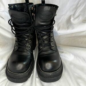 UNIF PLATFORM Leather Black combat boots. One time wear.